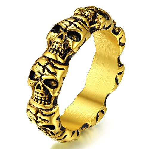 ChainsProMax Goth Rings for Men Mens Rings Stainless Steel in Black Gold & Silver 10mm Width Size 7-14 Smooth Inner Fit Heavyweight Premium Feel with Gift Box