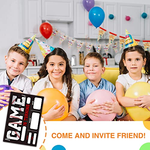 Image of DETIHO 4 inch x 6 inch Baseball Theme Birthday Party Invitation Cards With Envelopes - It's Game Time - Sports Theme Party Invitation - 20 Sets - E06
