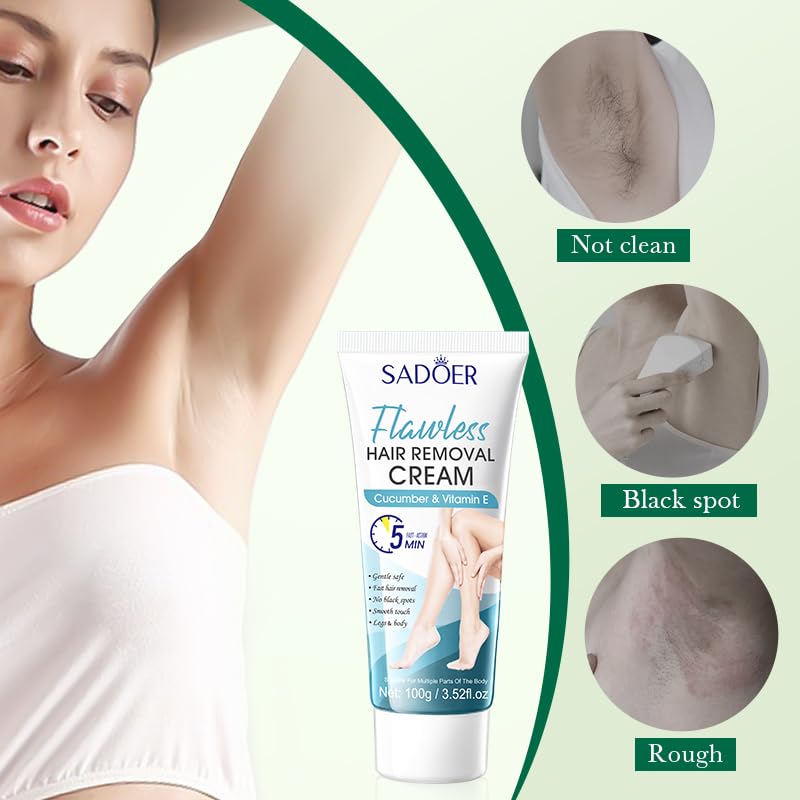 Miniatura 3 de Crema depilatoria para mujeres y hombres crema depilatoria sensible para zonas púbicas, privadas, bikini, cuerpo, piernas y axilas, fórmula suave