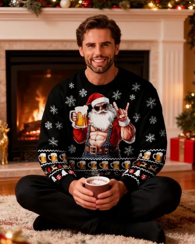 UNICOMIDEA Ugly Christmas Sweater Men Long Sleeve Women Xmas Sweatershirt Pullover - Image 3