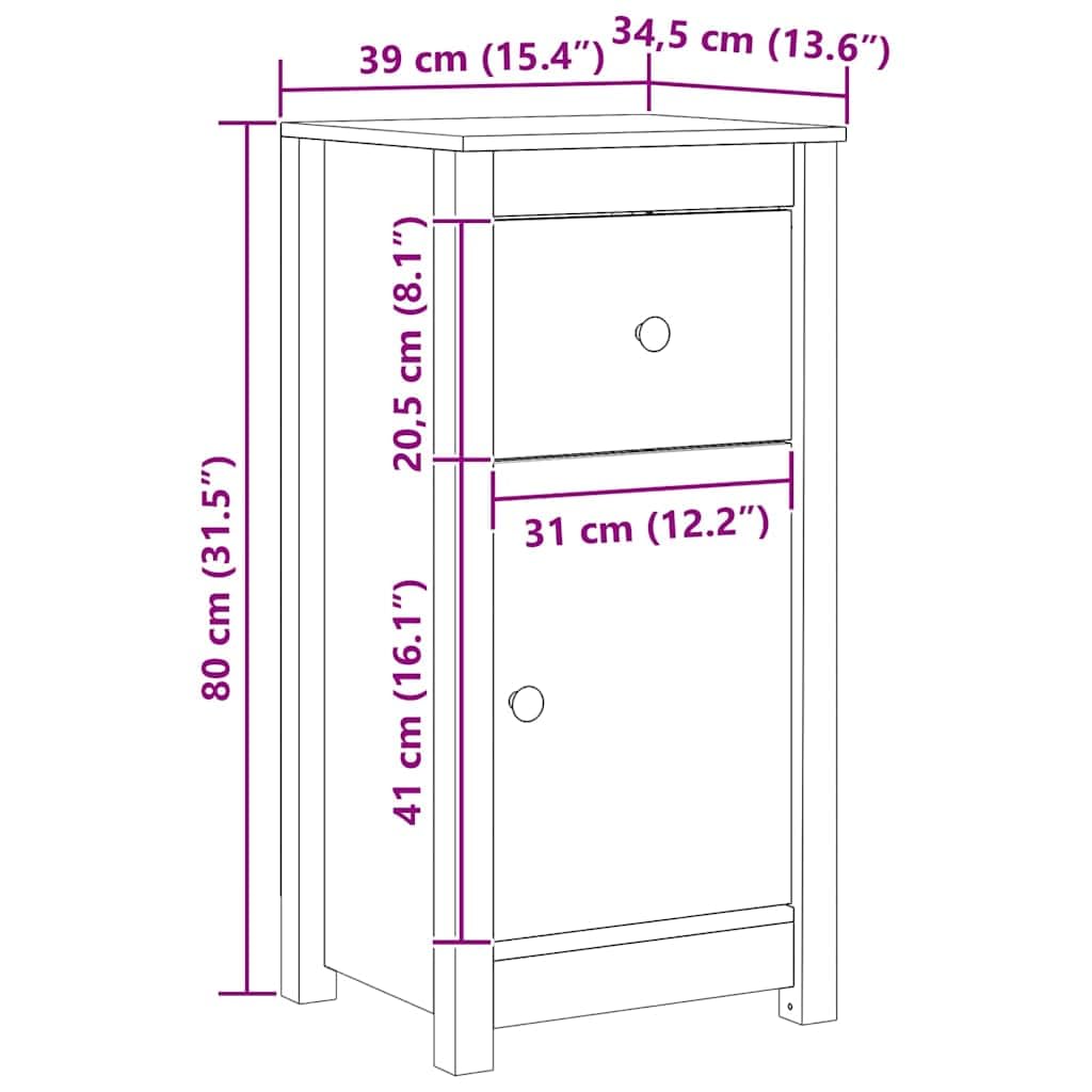 Set di 2 credenze in legno massello marrone cerato, 39 x 34,5 x 80
