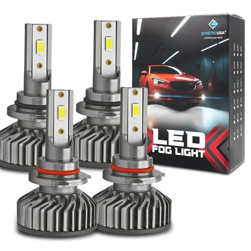 Syneticusa 9005+9006 Combo LED Fog Powersports Light Bulbs 120W CSP 6000K White, Quick Installation Pack of 4