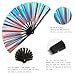 Large Clack Hand Rave Fan Holographic Folding Popping Line Dance Fan Foldable Handheld Clacking Fans for Line Dancing Craft Laser Rave Accessories for Festival Rainbow Outfits Party Club(Light Blue)