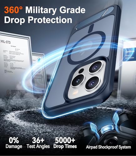 Image of Magnetic Compatible with iPhone 15 Pro Case, [Built-in Invisible Kickstand][Compatible with MagSafe] [Military Grade Shockproof] Slim Translucent Matte Phone Case for iPhone 15 Pro 6.1 inch