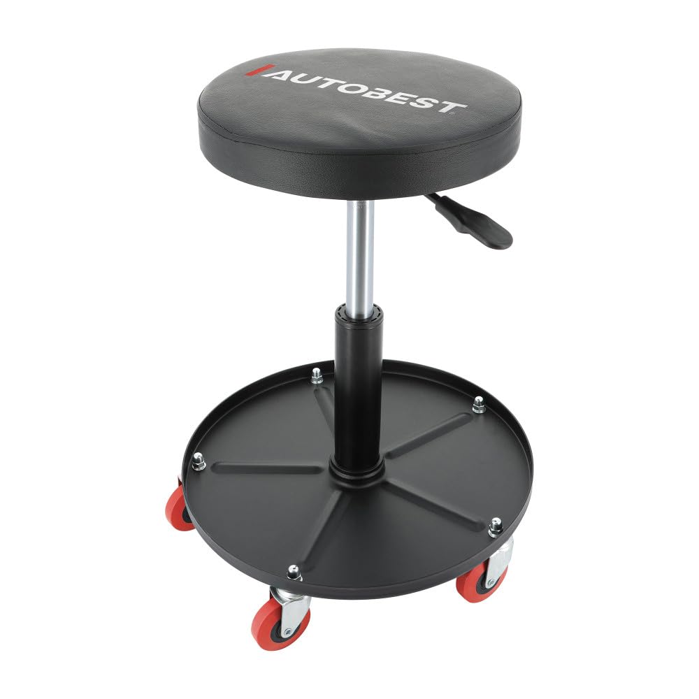 Autobest Tabouret de mécanicien réglable - Hauteur Max 52cm - Tabouret Atelier - 5 roulettes pivotantes