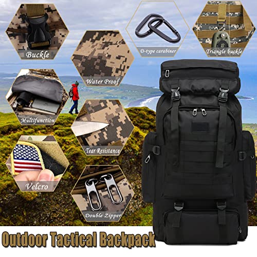 70L Waterproof Hiking Daypack Large Hiking Backpack, Foldable Packable Daypack Hunting Camping Rucksack Day Backpack For Men Army Survival Backpack Travel Outdoor Sports Bag (Black) #TOP1