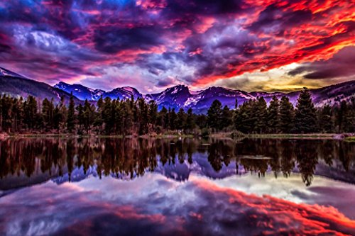 Laminated Sunset in Rocky Mountain National Park Photo Art Print Poster Dry Erase Wall Art 12x18