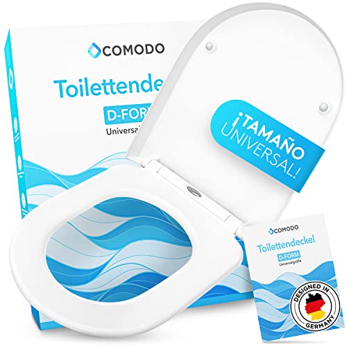Comodo Tapa del inodoro con mecanismo de cierre suave & Quick Release - Asiento de inodoro antibacteriano en forma de D - Asiento de inodoro universal de Duroplast - Con accesorios de montaje
