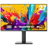 KOORUI 27 inch 4K Computer Monitor, UHD (3840 x 2160) IPS, HDR400, DCI-P3 95%, 1.07 Billion Colors, USB-C, HDMI, DisplayPort, Tilt Pivot Vertical Height Adjustable, VESA Compatible, Black, 27N7U