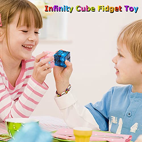 Suncoo 12 Pack Infinity Cubes Fidget Toys Bulk Easter Basket Stuffers, Sensory Stress Anxiety Relief Fidget Cube Pack, Party Favors Birthday Return Gifts For Kids #TOP5