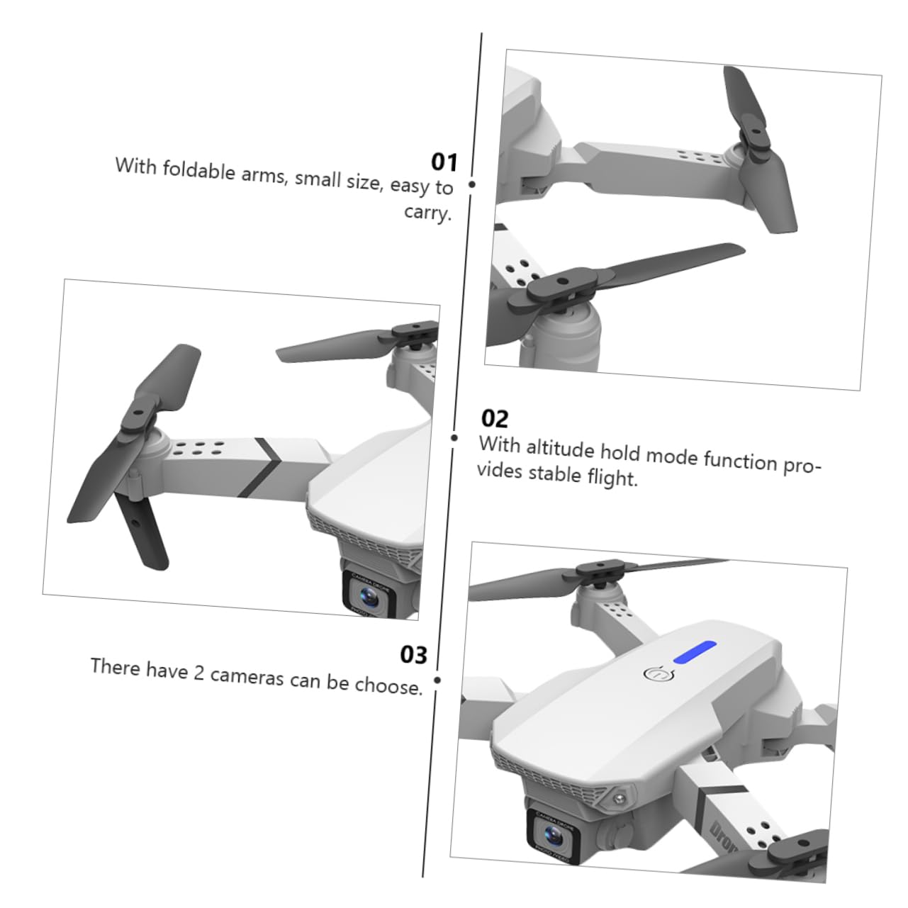 Abaodam Drone Doppia Telecamera 4k E525, Quadricottero Rc Pieghevole, Trasmissione in Reale, Connessione App per Riprese Aeree