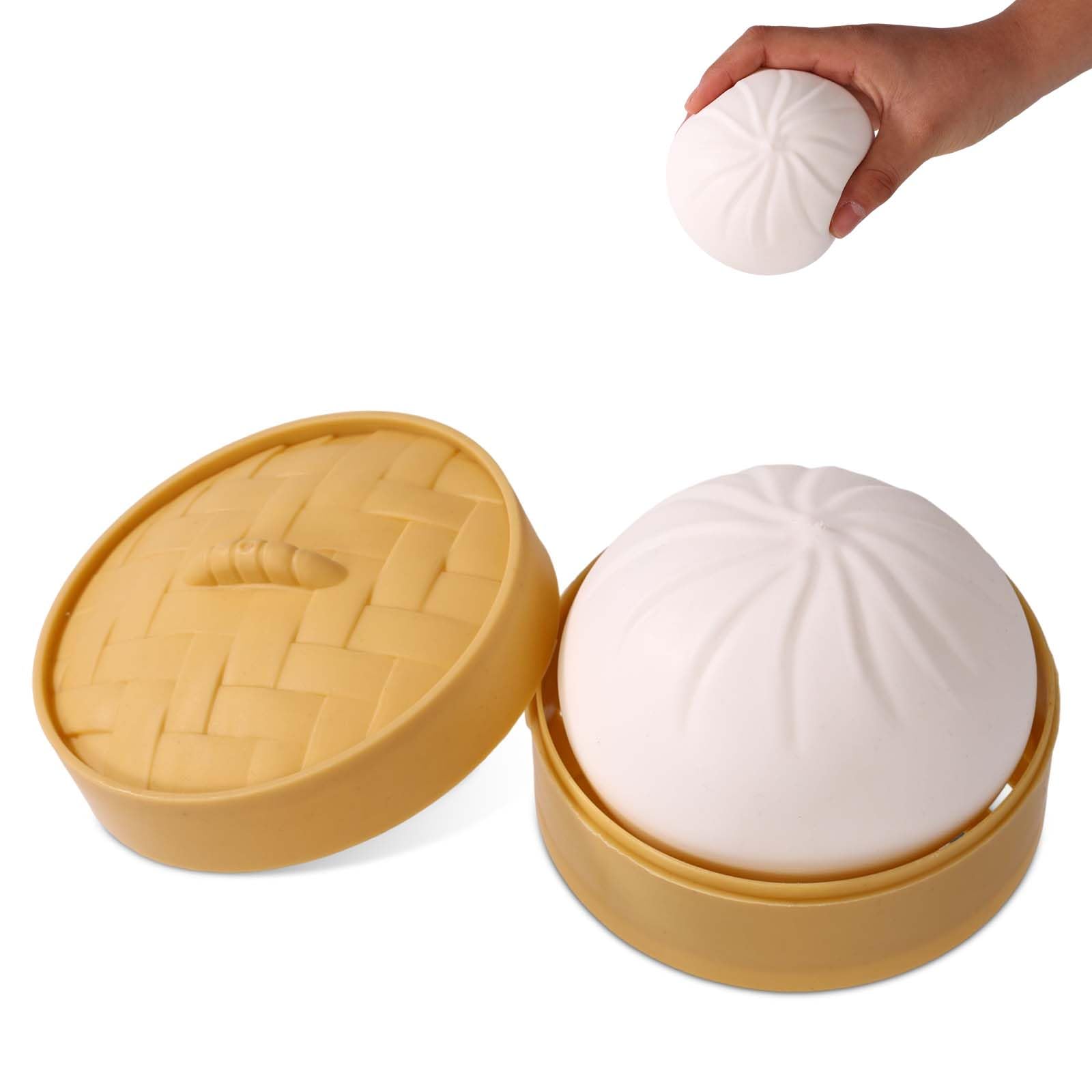 Photo 1 of Giant Glitter Dumpling, Soft Jumbo Squishy Dumpling with Steamer Box Adorable Soft Squeeze Dough Suitable for Adults Birthday Holiday Present (White)