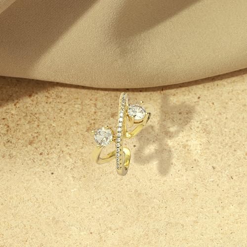 Image of SALTY Anti Tarnish Finger Ring for Women | Adjustable Fancy Jewellery Design | Fashion Accessories for Girls | Minimal Jewelry | Gift for Diwali, Christmas, Marriage, Birthday