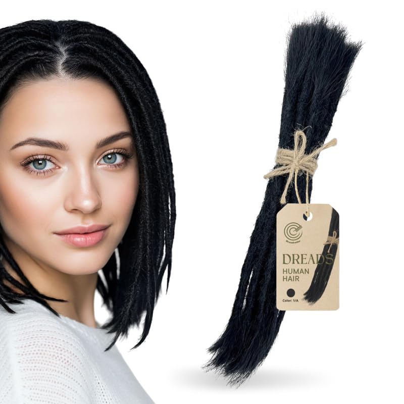 Human Hair Dreadlock Extensions – Handmade Crochet Locs Real Hair Dreads For Every Hairstyle, 10-Strand Bundle Dreads, Natural Looking Shades