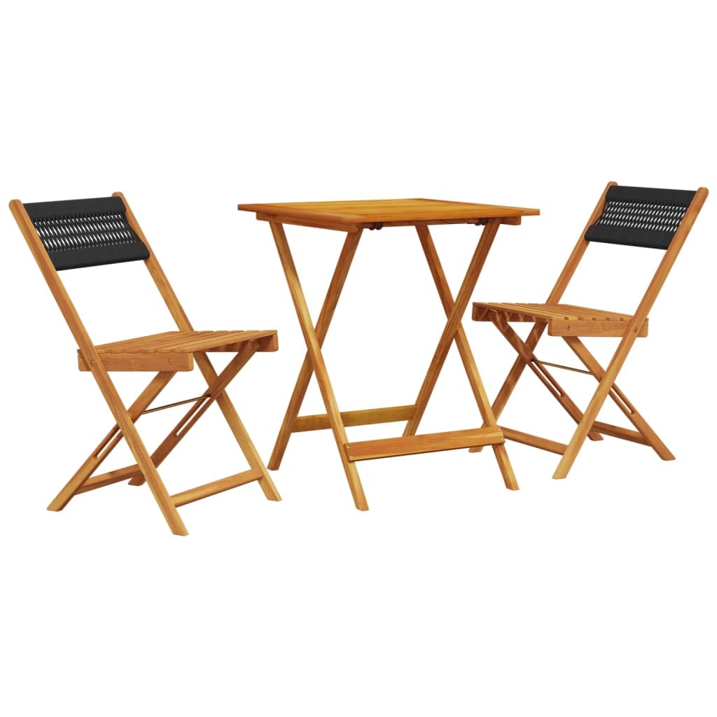 LAPOOH Ensemble de Bistro 3 pcs Noir polypropylène et Bois Massif,Ensemble Bar De Jardin,Ensemble De Bar D'Extérieur,Mobilier De Jardin
