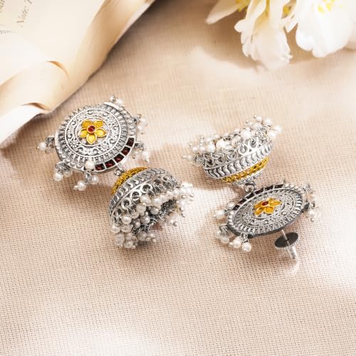 Image of Rubans Jhumka Earrings for Women & Girls | Wedding Jhumki Traditional Fashion Oxidised Ethnic Designer Jewellery Statement Gift