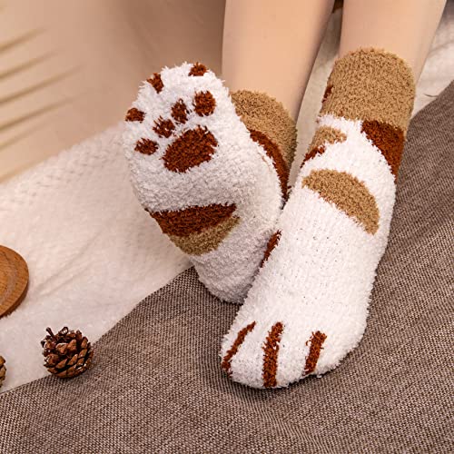 Image of Loritta 6 Pairs Womens Fuzzy Socks, Winter Warm Fluffy Slipper Socks