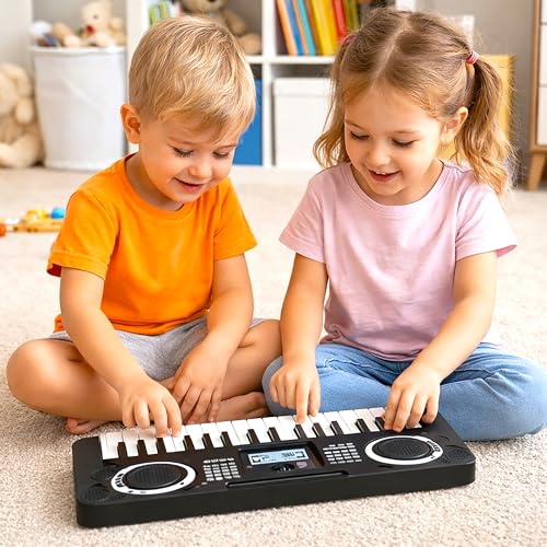 Image of Musical 37 Key Piano Keyboard Toy for Kids with 2 Modes - Electronic Music Instrument with Piano Notes and Indian Song Tunes - USB Type C and Battery Operated - Color As Per Stock