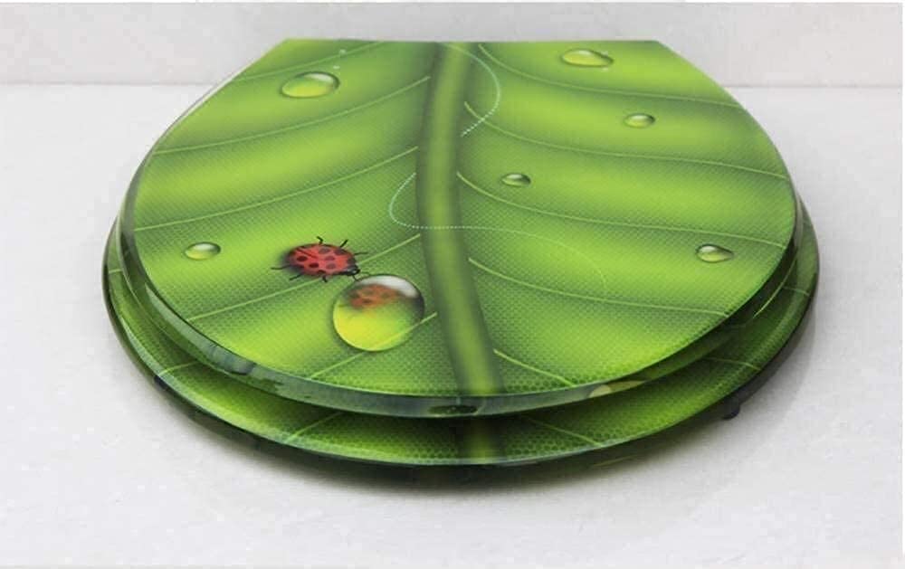 Toilettensitz mit 3D-Blättern, langsam schließend, robuster Toilettendeckel aus Kunstharz für Badezimmer