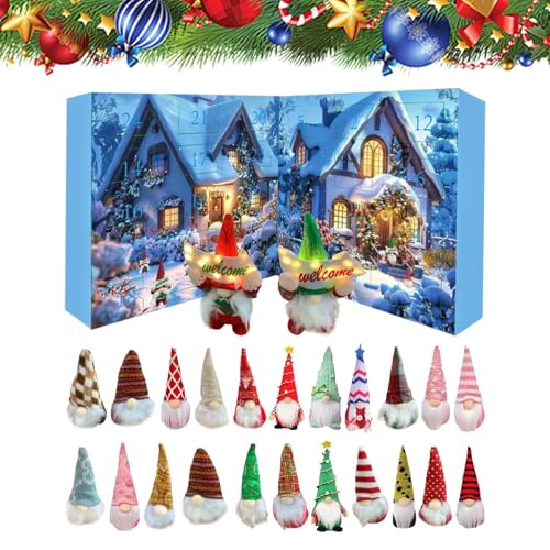 Calendario De Adviento - Calendario de Adviento de 24 Días con Figuras Duendes | Figuras De Lutina Para Colgar Decoraciones De Navidad Chimenea Abrigo Ritual Diario