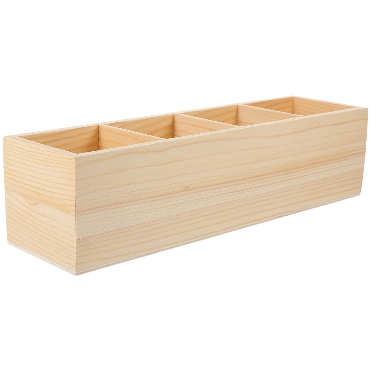 EXCEART Portalápices de madera para escritorio, soporte de control remoto, almacenamiento de escritorio con 4 compartimentos, organizador de escritorio multifuncional para bolígrafos, lápices,