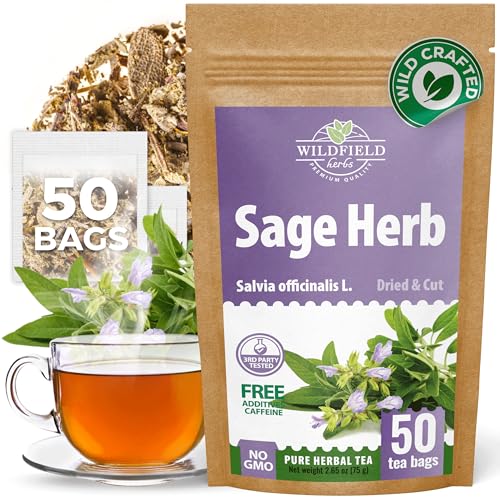 Image of 50 Bags Dried Sage Herb Herbs Tea (Salvia Officinalis) - 50 Count Tea Bags Salvia Sage