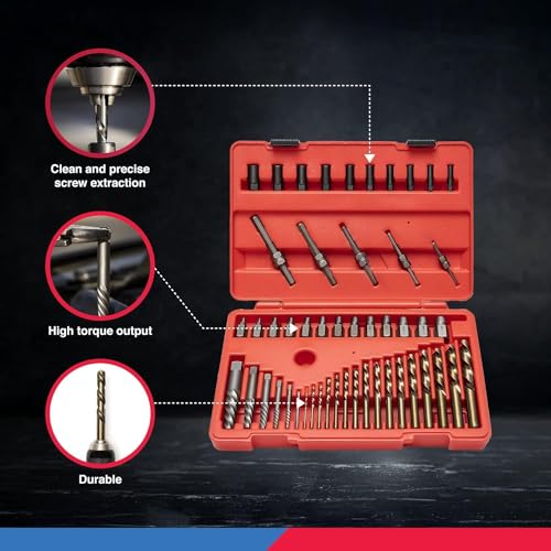 Image of NEIKO 04202A Master Screw Extractor | 55 Pieces Broken Bolt Remover | Multi Spline, Extractor Pins, Spiral and Nut Extractors | 5 /64 inch to 1 /2 inch | Stripped Screws, Studs, Fittings and Lugs Extraction