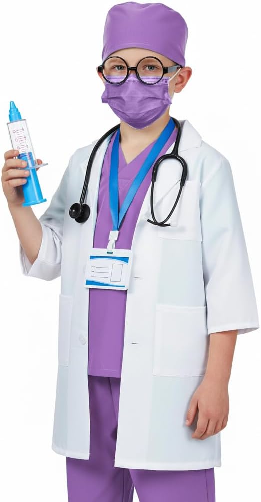 Doctor Costume for Kids Scrubs Pants with Accessories Set Children Party Cosplay 3-12 Years - Image 7