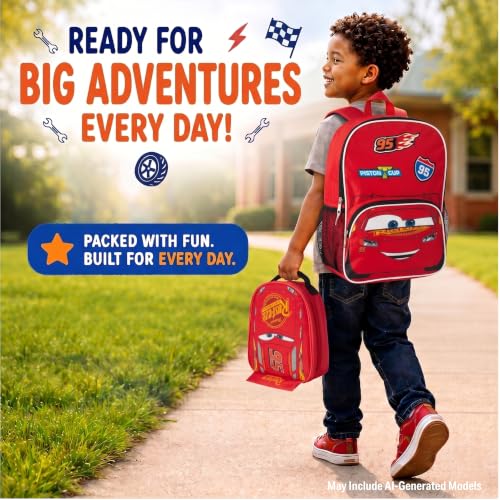 Fast Forward Cars Lightning McQueen 14" 3D Kids Backpack and Lunch Bag Set by Fast Forward - Used condition - Image 5
