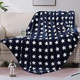 Zevrez Star Blanket Super Soft Blue Throw Blanket Twin Size Lightweight Warm Microfiber Fleece Blanket Bed Blanket for Kids Adults Couch Bed (60'x 80', Stars)