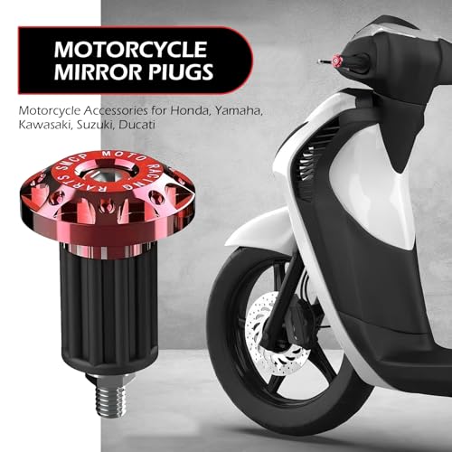 Image of 2 PCS Motorcycle Bar End Plug, Aluminum Alloy Handlebar Grip End Caps for Electric Car Scooters, Off-Road Motorcycles (Red)