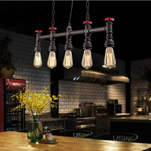 OZZKI Pendant Lamp American Retro Edison E27 Hanging Lamp, 5-Heads Industrial Vintage Steampunk Wrought Iron Pendant Lights, Water Pipe Kitchen Restaurant Chandelier Flush Mount Fixture steampunk buy now online OZZKI Pendant Lamp American Retro Edison E27 Hanging Lamp, 5-Heads Industrial Vintage Steampunk Wrought Iron Pendant Lights, Water Pipe Kitchen Restaurant Chandelier Flush Mount Fixture steampunk buy now online