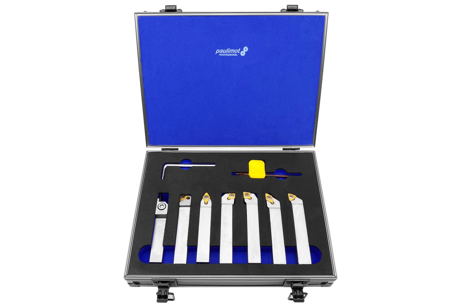 PAULIMOT Drehmeißel-Set mit Wendeplatten, vernickelt, 16 mm, 7-teilig