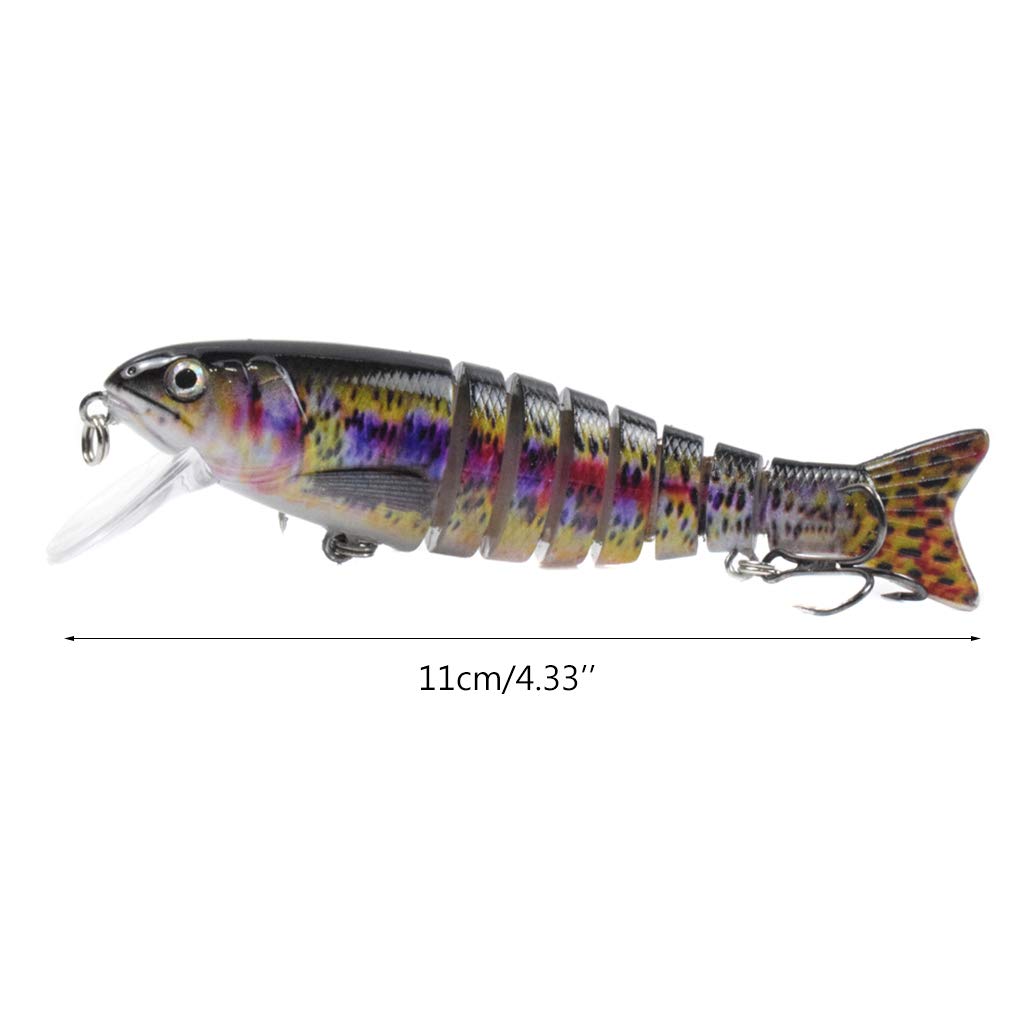 Juego de cebos de pesca con cuchara para trucha, lubina, salmón, 4.3 pulgadas, multiarticulados, cebos de pesca lentos y duros