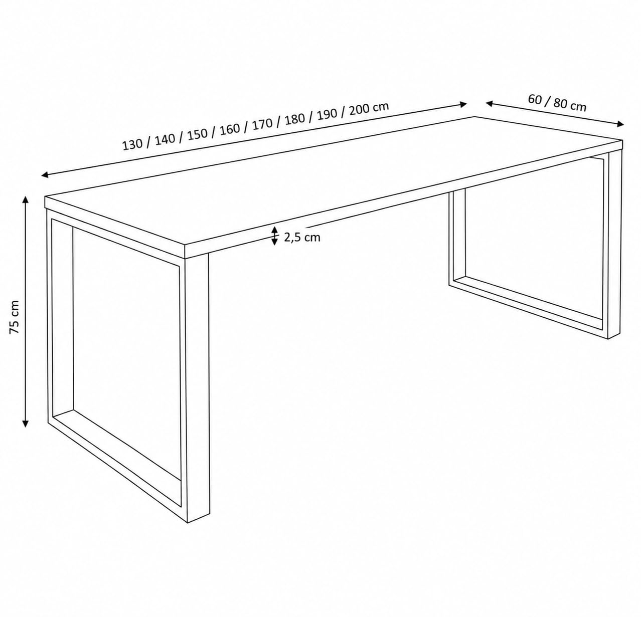 Genérico OFILIKE. Escritorio de Oficina con Estructura Metálica Cerrada Negra, Mesa de Ordenador para Despacho, Teletrabajo y Estudio, Tablero Melamina 25 mm (180X80, Nogal)