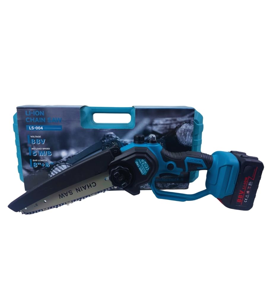 Sega Elettrica a Batteria, Motosega Doppia Lama 6 + 8 Pollici 500W con 2 Batterie 21v, Valigetta Portatile, Potatura con Olio Automatico Taglio del Legno Rami Giardino