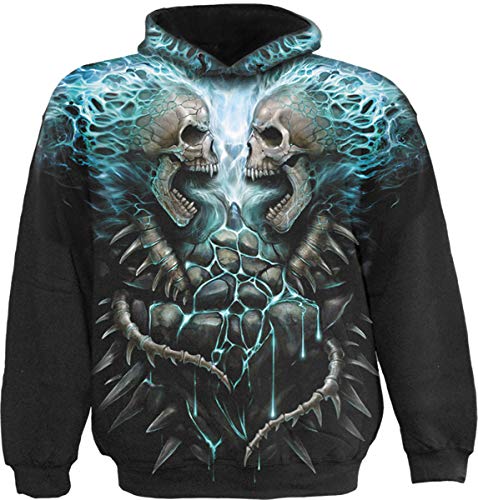 Image of Spiral - Flaming Spine - AO Hooded SS Blk - L