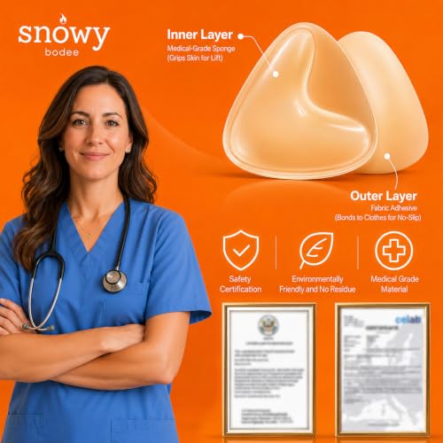 Image of Sticky Bra Inserts Push Up for Women Reusable Stick Bra Double Sided Strapless Waterproof Adhesive Bra Pads