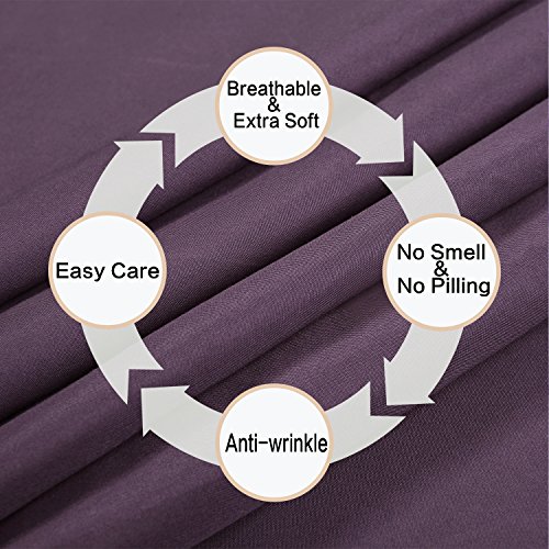 Image of 4 Piece Bed Sheet Set (Queen,Purple) 1 Flat Sheet,1 Fitted Sheet and 2 Pillow Cases,Brushed Microfiber Luxury Bedding with Deep Pockets
