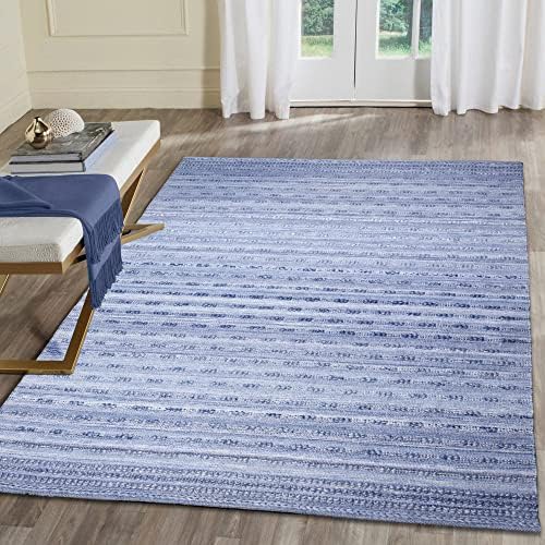 Liora Manne Hudson Indoor/Outdoor Hand Woven Polyester Handmade Area Rug - Traditional Stripe Casual Accent (Bubble Stripe Blue) (5' x 7'6")