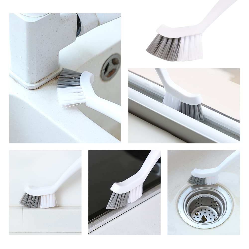 HLIWS Spazzola per la pulizia,spazzola piatti,2 pezzi,bianco grigio,Strumento di rimozione delle macchie integrato,Per Pulizia bagno lavello da cucina