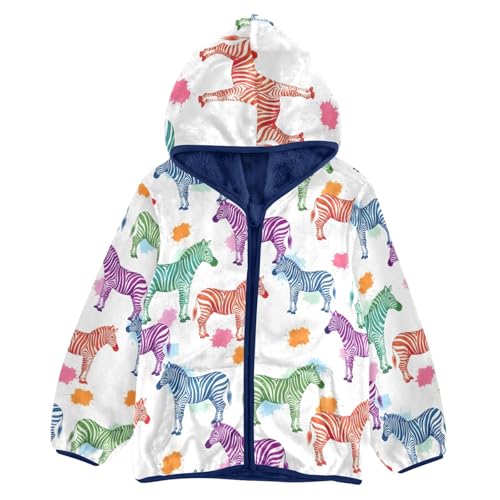 CHIFIGNO Colorful Zebras White Toddler Zip up Hoodie Light Thick Sweatshirt Jacket 3T