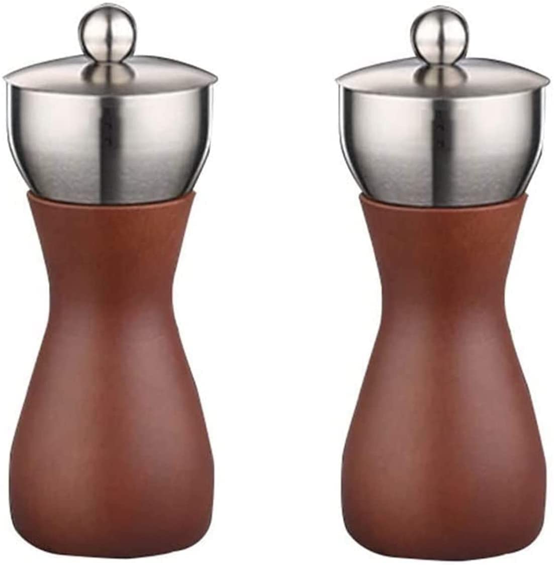Manuelle Gewürzmühle, Salz- und Pfeffermühlen-Set aus Holz, einstellbare Grobheit, Pfeffermühle aus Keramik und Buche, nachfüllbare Pfeffermühle