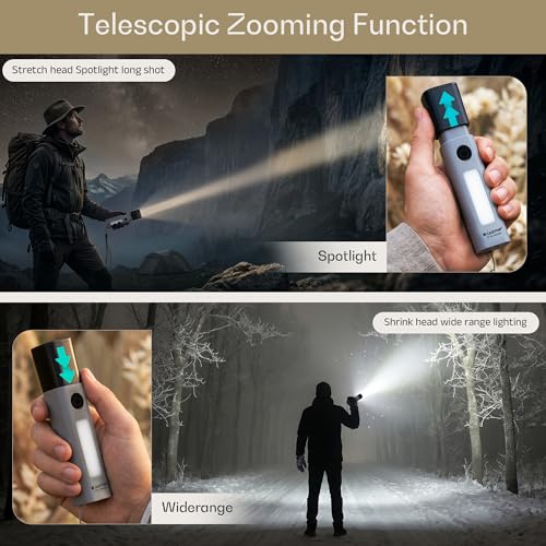 Image of IBELL Castor EL5403SL Rechargeable Torch, Emergency Light, | 4 Light Modes, Type-C Charging, Zoom Function, Bright LED Illumination | Portable Indoor & Outdoor Mini Flashlight (Grey)