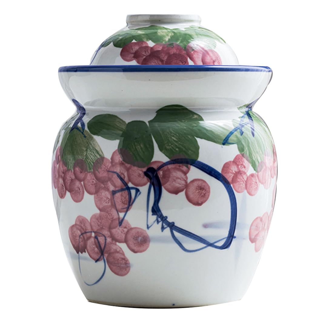 Ceramiczny słoik na marynaty z pokrywkami, duży tradycyjny chiński porcelanowy słoik do marynowania, ceramiczny garnek fermentacyjny z uszczelką wodną pokrywką śluzy powietrznej, garnek z kapustą