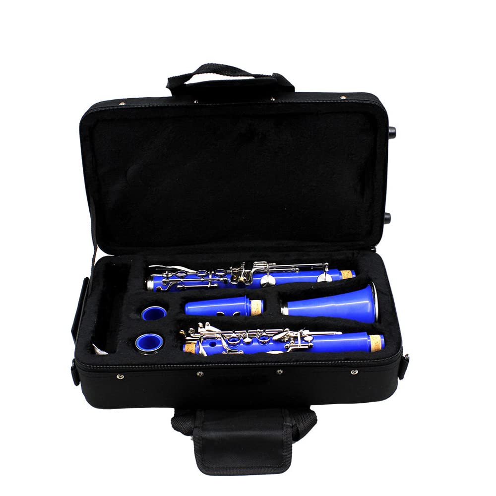 Btuty Clarinete ABS de 17 toneladas bB clarinete soprano plano con guantes de limpieza, 10 hojas, destornillador, maletín de hojas, instrumento de viento de madera