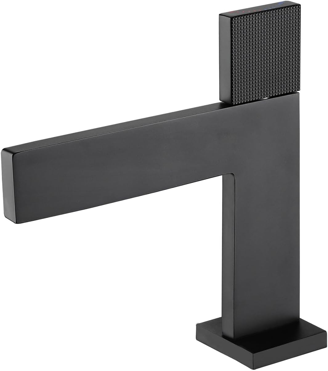 Robinet mitigeur cascade lavabo salle de bain noir mat pour eau chaude et froide