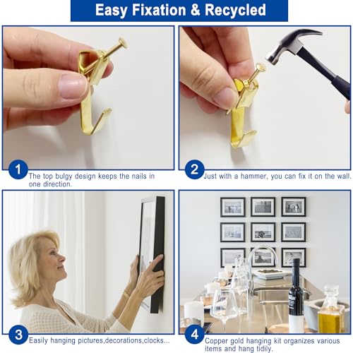 Image of 170Pcs Picture Hangers, Eikvivn Picture Hanging Kit Holds 10-50lbs, Picture Hooks with Nails, On Dry Wall, Wooden Wall
