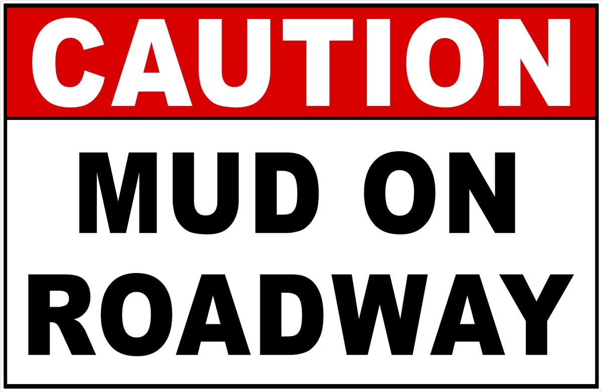peiyeety Metal Tin Sign Caution Mud On Roadway Vintage Retro Wall Art, Durable Weatherproof Plaque With Pre-Drilled Holes, For Home, Bar, Cafe, Garage Decor, 6X8 Inch