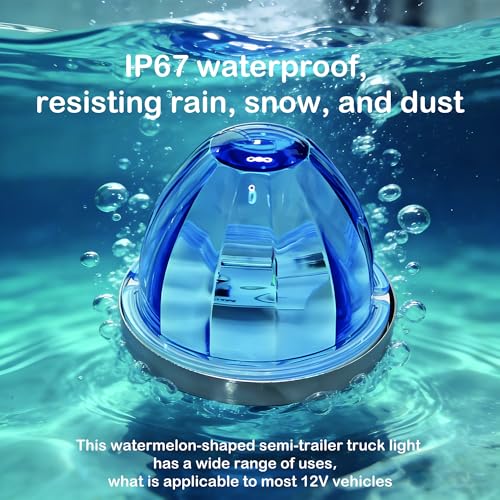 Image of 4PCS Light blue Watermelon Lights, Clear Lens LED Side Marker Turn Signal Lights, Watermelon-Shaped Side Marker Tail Top Cap Roof Lights for Trailer Truck Semi-Trailer Heavy-Duty Truck Van